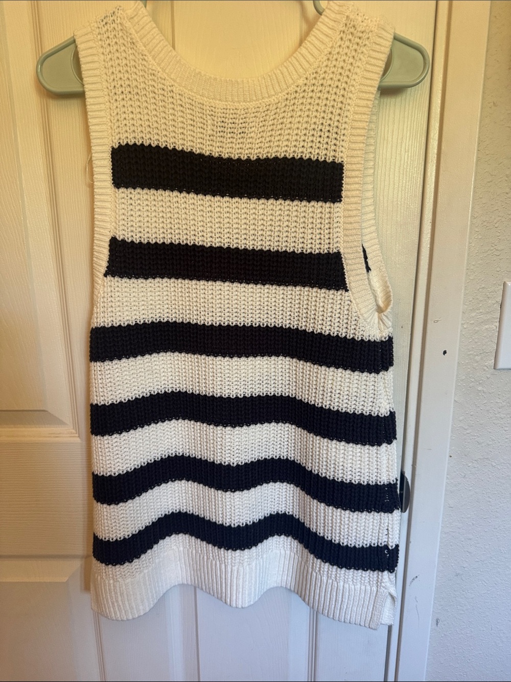 Sonoma Cream and Black Striped Knit Sleeveless Top - Picture 3 of 4